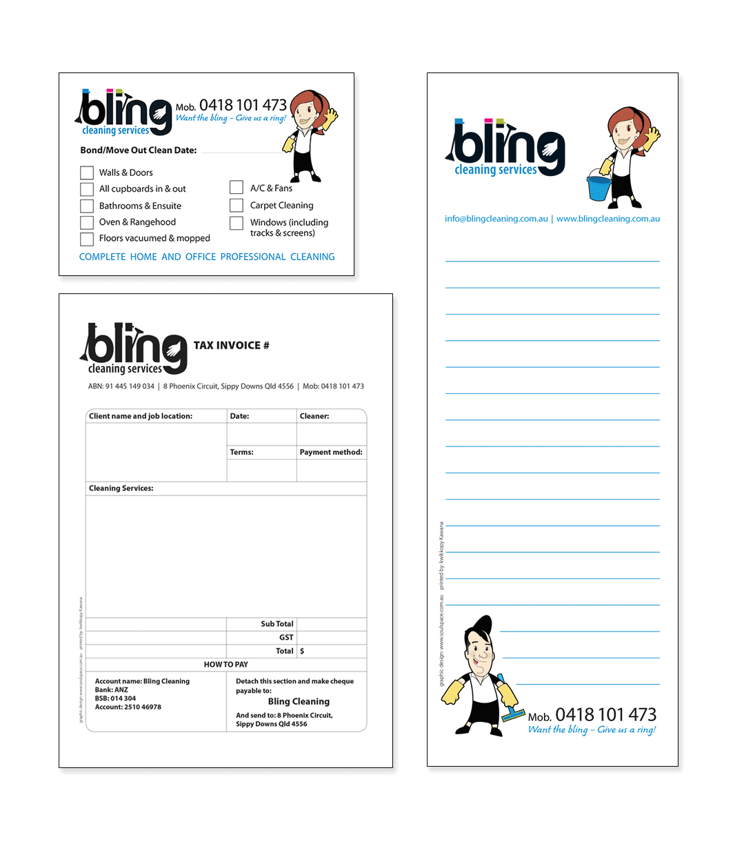 Bling Cleaning stationery design