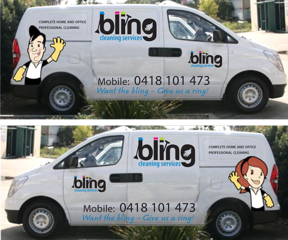 Bling Cleaning signage design for van