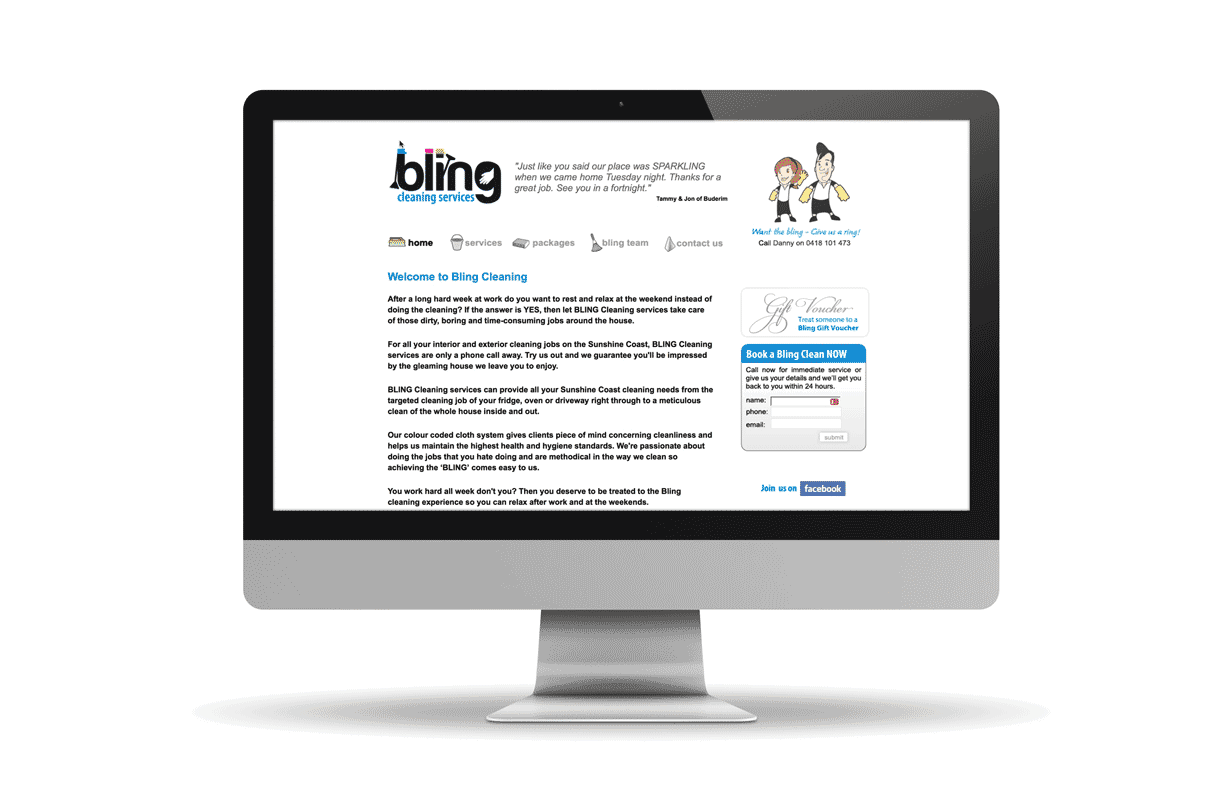 Bling Cleaning website design