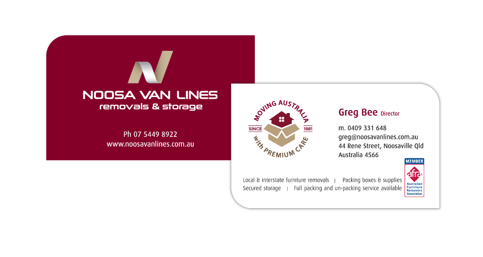 noosa van lines die cut for business cards