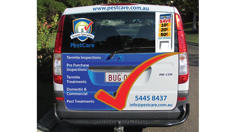 pest control tick of approval vehicle signage design