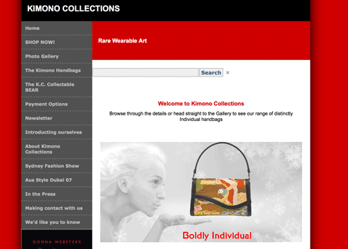 web page design for kimono collections brand