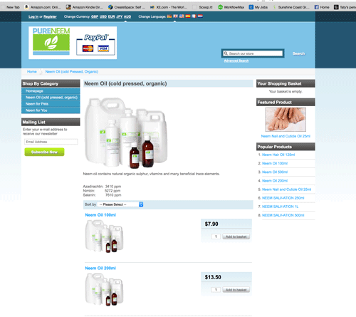 PureNeem ecommerce website sample